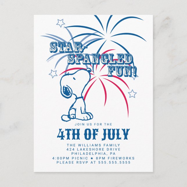 Peanuts 4th of July Star Spangled Fun Postcard (Front)