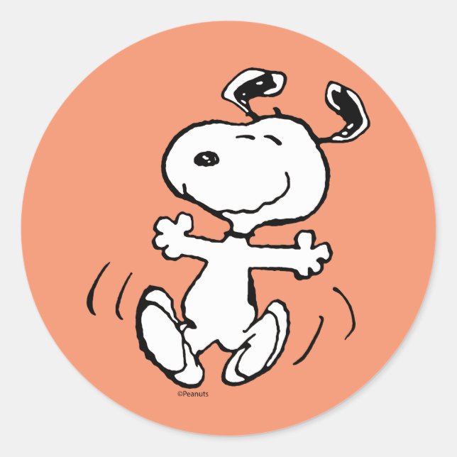Peanuts | A Snoopy Happy Dance Classic Round Sticker (Front)