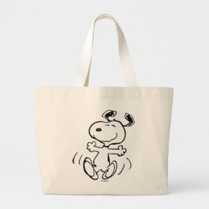 Peanuts   A Snoopy Happy Dance Large Tote Bag