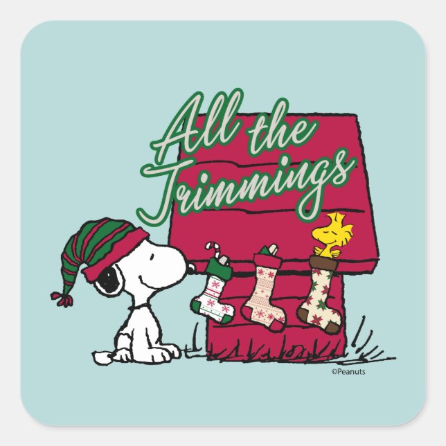 Peanuts | All The Trimmings Square Sticker (Front)