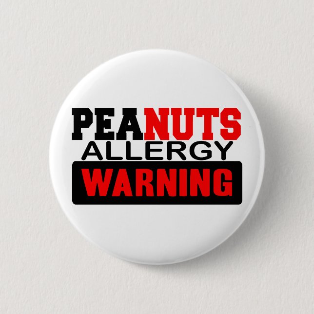 Peanuts Allergy Warning 6 Cm Round Badge (Front)