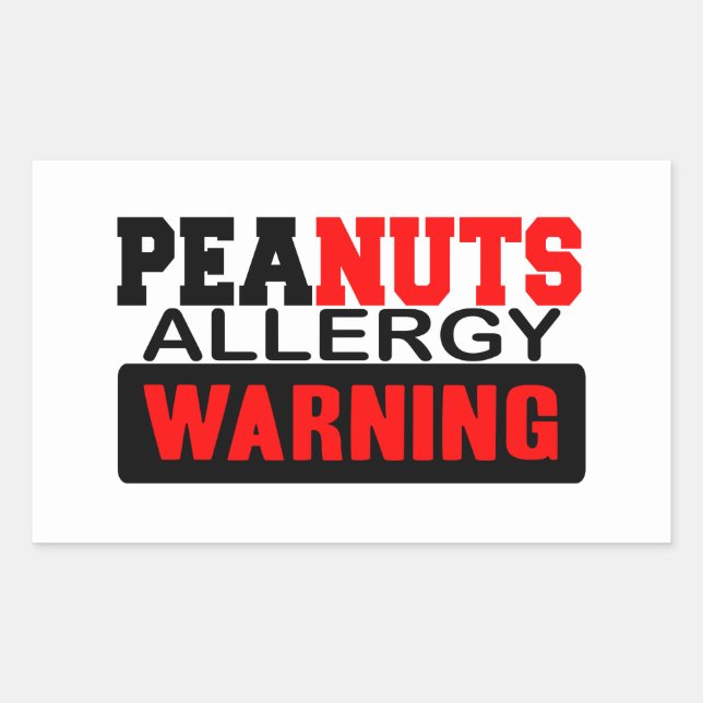 Peanuts Allergy Warning Rectangular Sticker (Front)