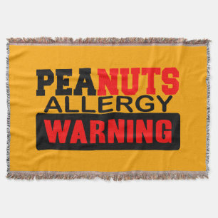 Peanuts Allergy Warning Throw Blanket