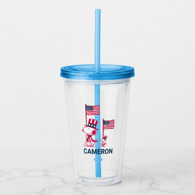 Peanuts | American Summer  | Add Your Name Acrylic Tumbler (Front)