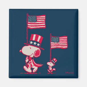 Peanuts   American Summer Old Glory Magnet