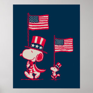 Peanuts American Summer Old Glory Poster