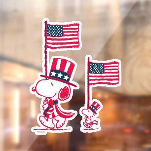 Peanuts   American Summer Old Glory Window Cling