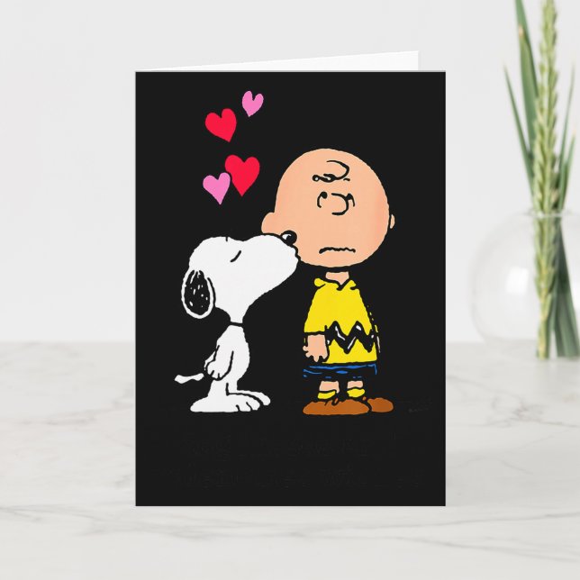 Peanuts - And Charlie Dog Kisses Valentine Wishes  Card (Front)