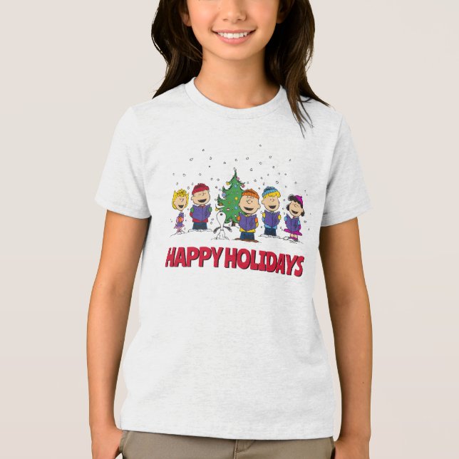 Peanuts | Around the Christmas Tree Tri-Blend Shirt (Front)
