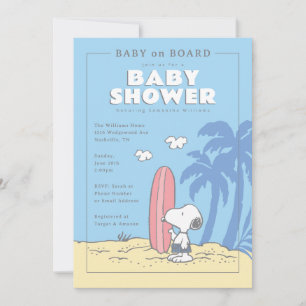 Peanuts   Baby on Board Snoopy Summer Baby Shower Invitation