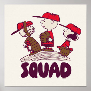 Peanuts Baseball Squad Poster