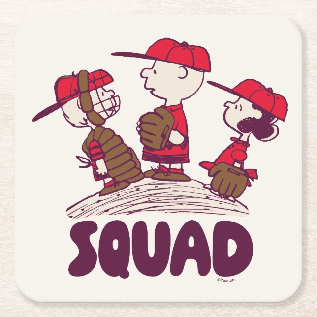 Peanuts | Baseball Squad Square Paper Coaster (Front)