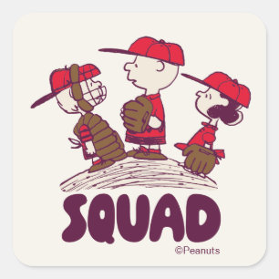 Peanuts   Baseball Squad Square Sticker