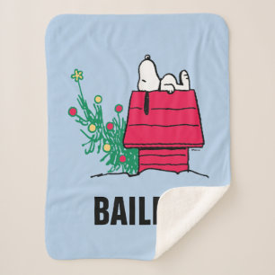 Peanuts   Be Festive    Add Your Name Sherpa Blanket