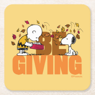 Peanuts Be Giving Square Paper Coaster