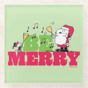 Peanuts Be Merry Christmas Glass Coaster