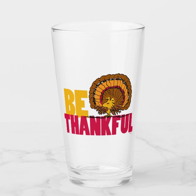 Peanuts | Be Thankful Woodstock Turkey Glass (Front)