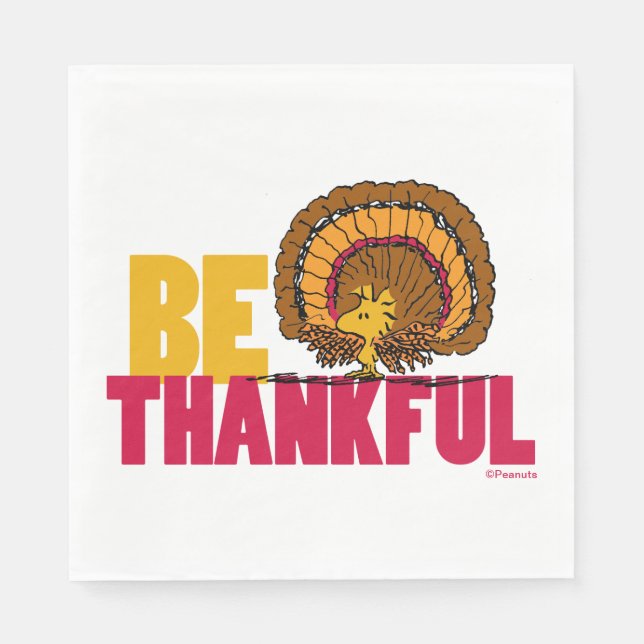 Peanuts | Be Thankful Woodstock Turkey Napkin (Front)