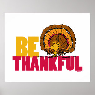 Peanuts   Be Thankful Woodstock Turkey Poster