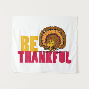 Peanuts Be Thankful Woodstock Turkey Tapestry