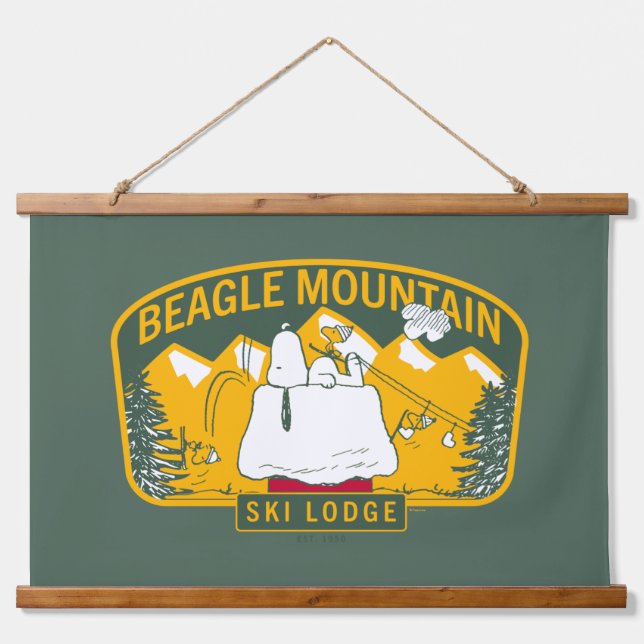 Peanuts | Beagle Mountain Ski Lodge Hanging Tapestry (Front)