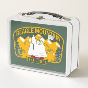 Peanuts Beagle Mountain Ski Lodge Metal Lunch Box