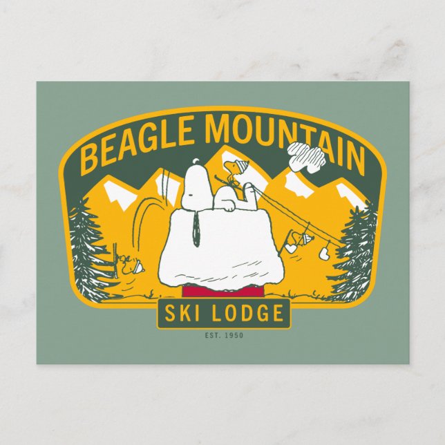 Peanuts | Beagle Mountain Ski Lodge Postcard (Front)