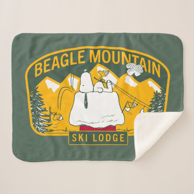 Peanuts | Beagle Mountain Ski Lodge Sherpa Blanket (Front (Horizontal))