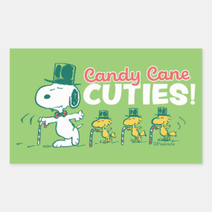 Peanuts   Candy Cane Cuties Rectangular Sticker