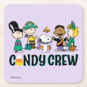 Peanuts Candy Crew Halloween Gang Square Paper Coaster