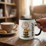 Peanuts | Charlie Brown | Add Your Name Mug<br><div class="desc">Charlie Brown is the loveable loser in the zig-zag t-shirt. Check out this cute Peanuts design featuring Charlie Brown and his loveable smile.</div>