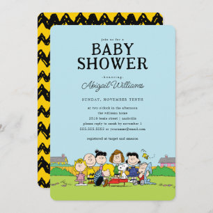 Peanuts   Charlie Brown and Gang Baby Shower Invitation
