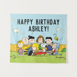 Peanuts   Charlie Brown and Gang Birthday Tapestry