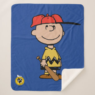 Peanuts   Charlie Brown Baseball Smile Sherpa Blanket