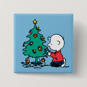 Peanuts Charlie Brown Christmas Lights 15 Cm Square Badge