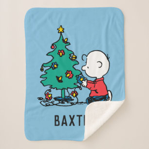 Peanuts   Charlie Brown Christmas Lights Sherpa Blanket