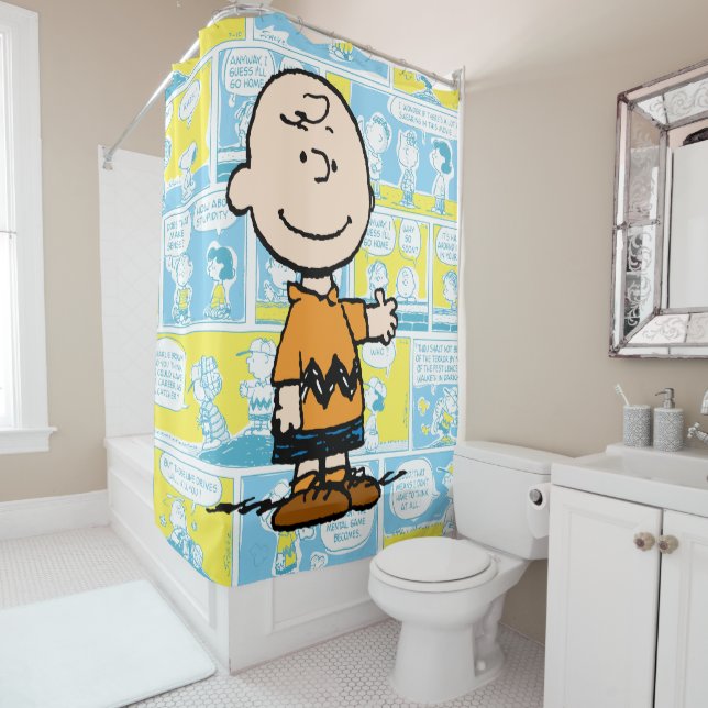 Peanuts | Charlie Brown Comic Pattern Shower Curtain (In Situ)