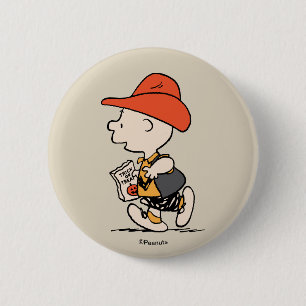 Peanuts Charlie Brown Cowboy Halloween 6 Cm Round Badge