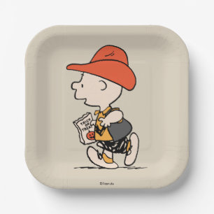 Peanuts Charlie Brown Cowboy Halloween Paper Plate