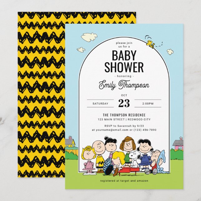 Peanuts | Charlie Brown & Gang - Arch Baby Shower Invitation (Front/Back)