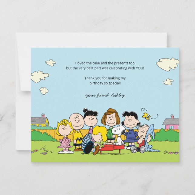 Peanuts | Charlie Brown & Gang Birthday Thank You Invitation (Front)