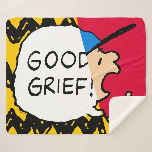Peanuts | Charlie Brown Good Grief Half & Half Sherpa Blanket (Front (Horizontal))