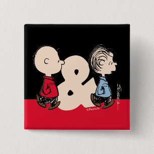 Peanuts   Charlie Brown & Linus 15 Cm Square Badge