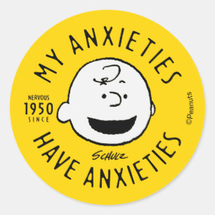 Peanuts   Charlie Brown Nervous Since 1950 Classic Round Sticker