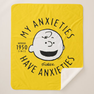Peanuts   Charlie Brown Nervous Since 1950 Sherpa Blanket
