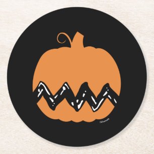 Peanuts Charlie Brown Orange Pumpkin Round Paper Coaster