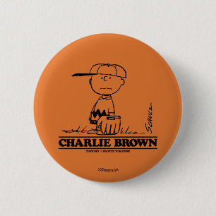 Peanuts   Charlie Brown Playing Ball 6 Cm Round Badge