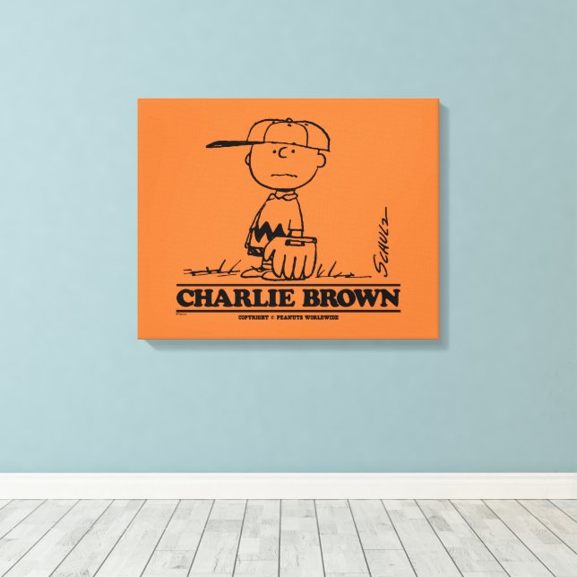 Peanuts | Charlie Brown Playing Ball Canvas Print (Insitu(Wood Floor))