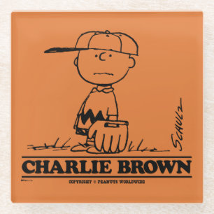 Peanuts Charlie Brown Playing Ball Glass Coaster