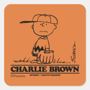 Peanuts   Charlie Brown Playing Ball Square Sticker